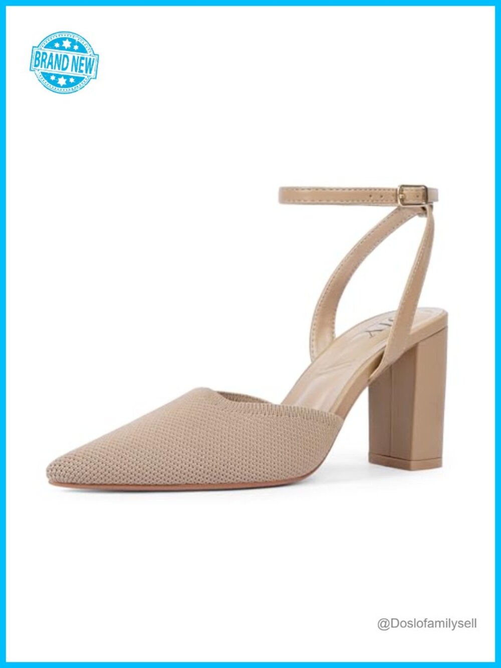 QIY Closed Toe Heels Chunky Slingback Pumps Ankle Strap Block Heel
